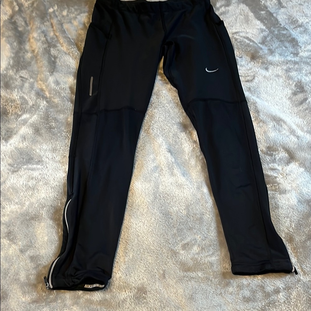 Nike Black Performance Leggings with Ankle Zippers